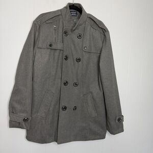 AOWOFS Button Up Pea Coat, Women's Size XL - Light Grey